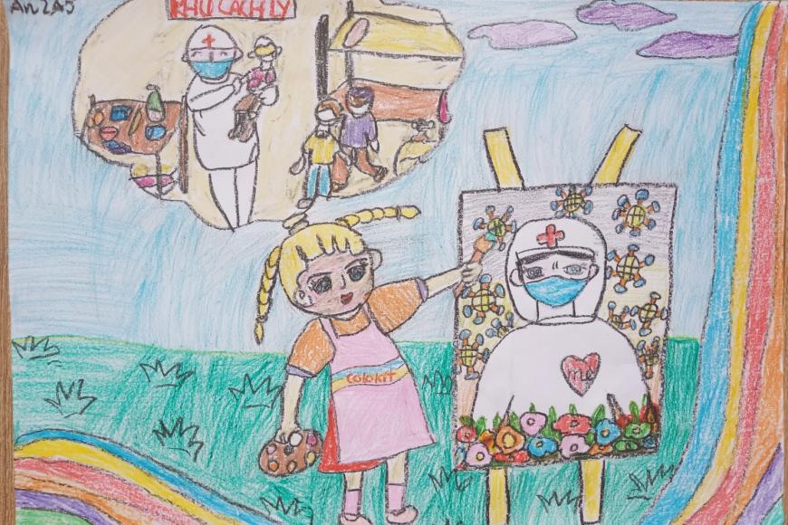 Vẽ tranh về chủ đề phòng chống dịch covid 19