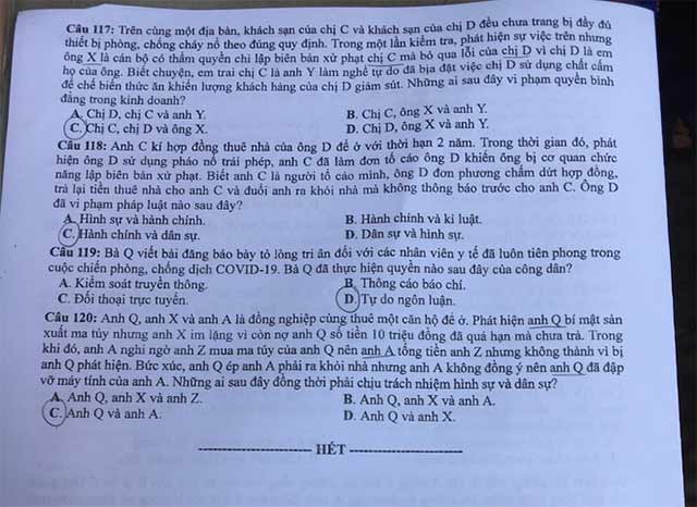 Đề thi môn GDCD THPT Quốc gia 2020