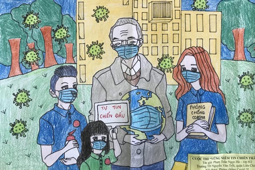 Bài dự thi vẽ tranh chống covid