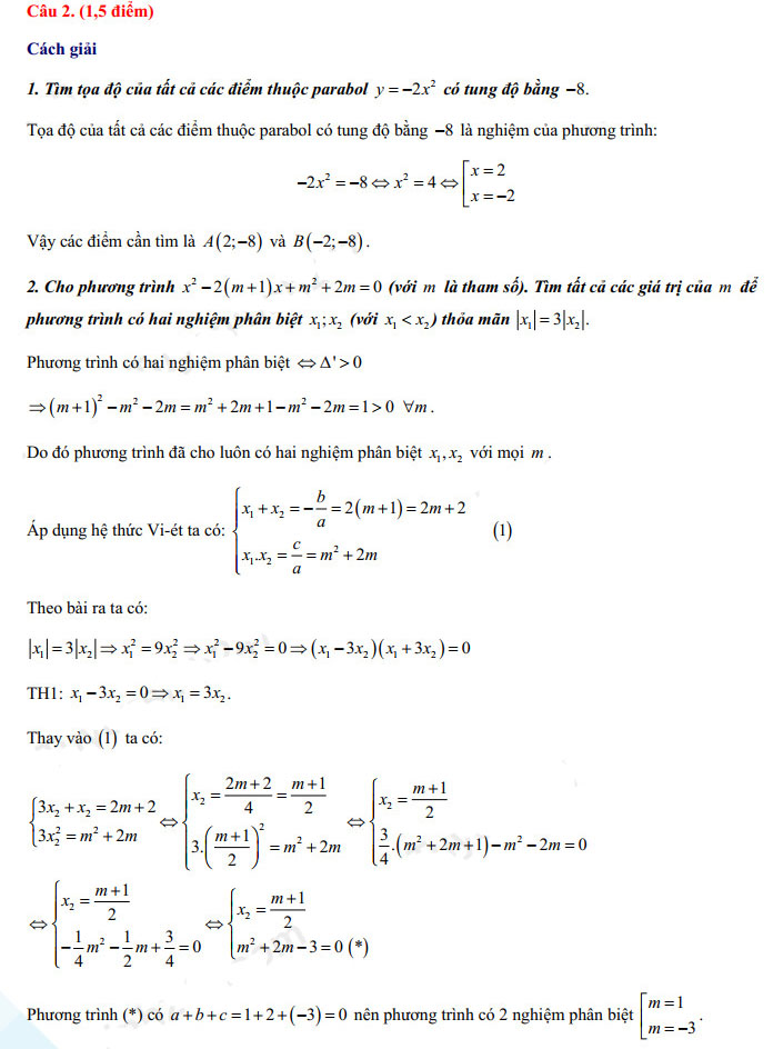 Đáp án đề thi vào lớp 10 môn Toán Nam Định 2021