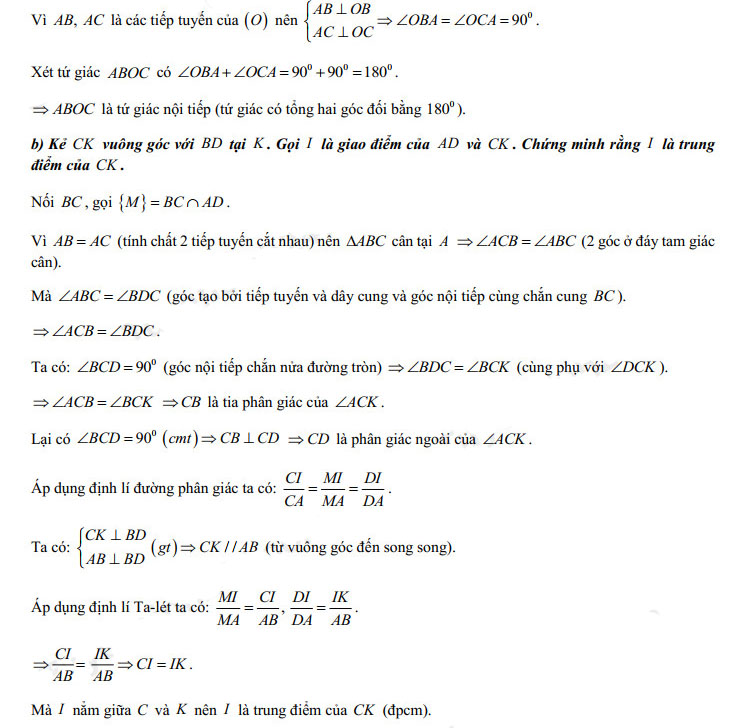 Đáp án đề thi vào lớp 10 môn Toán Nam Định 2021