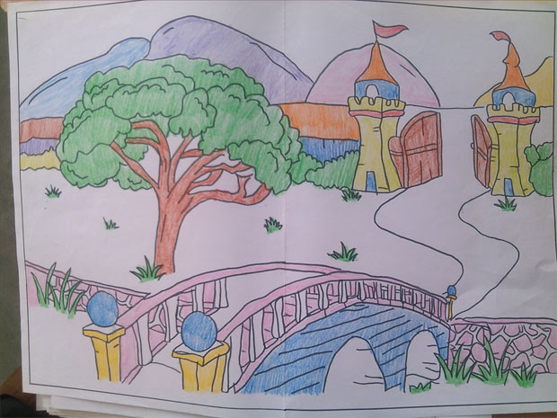 Vẽ tranh công viên xanh trường em 