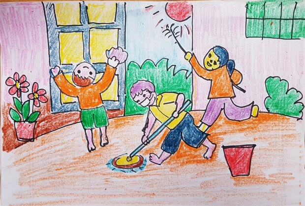 Vẽ tranh công viên xanh trường em 