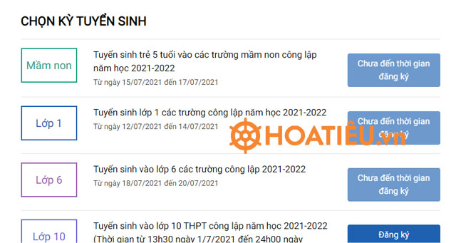 Hướng dẫn đăng ký trực tuyến vào lớp 1