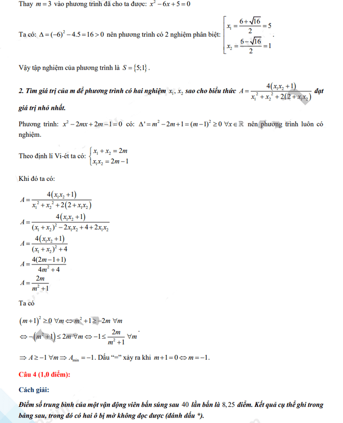 Đáp án đề thi vào lớp 10 Toán tỉnh Quảng Trị 2021