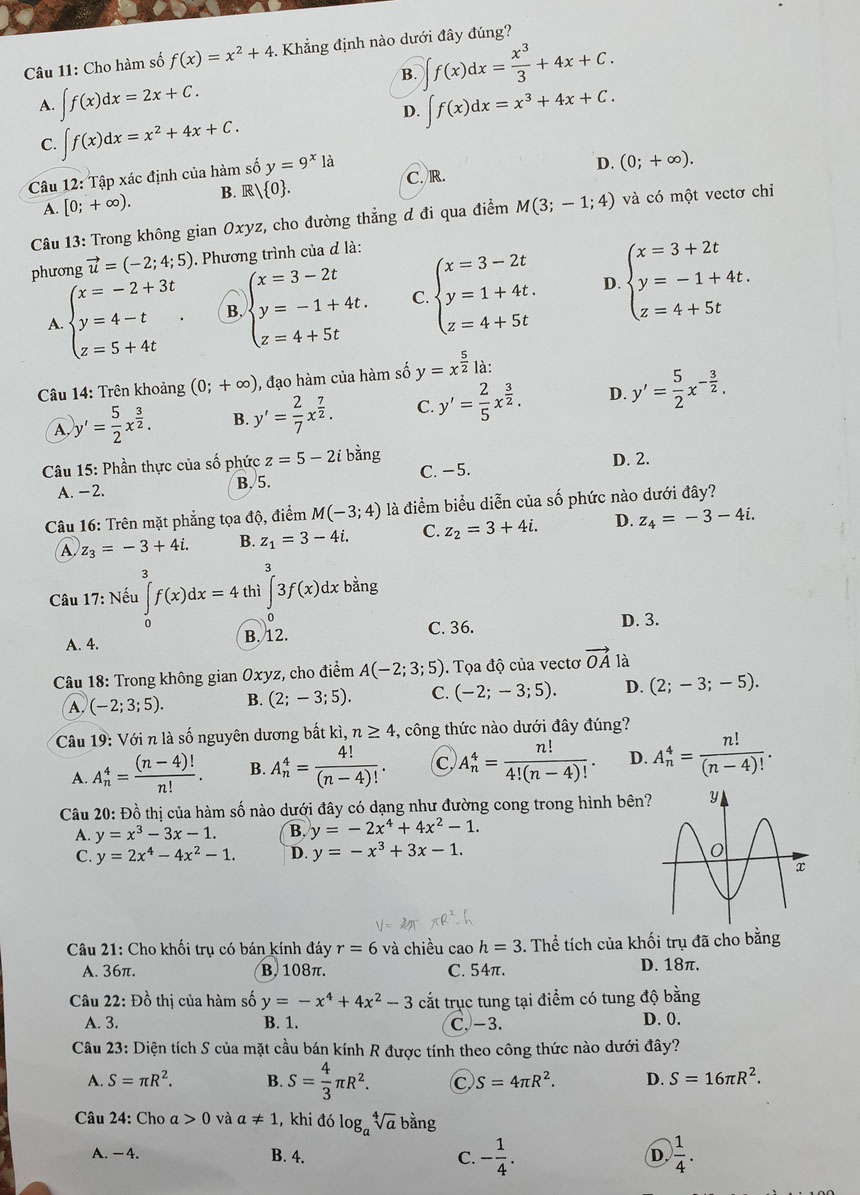 Đáp án đề thi Toán THPT quốc gia mới nhất