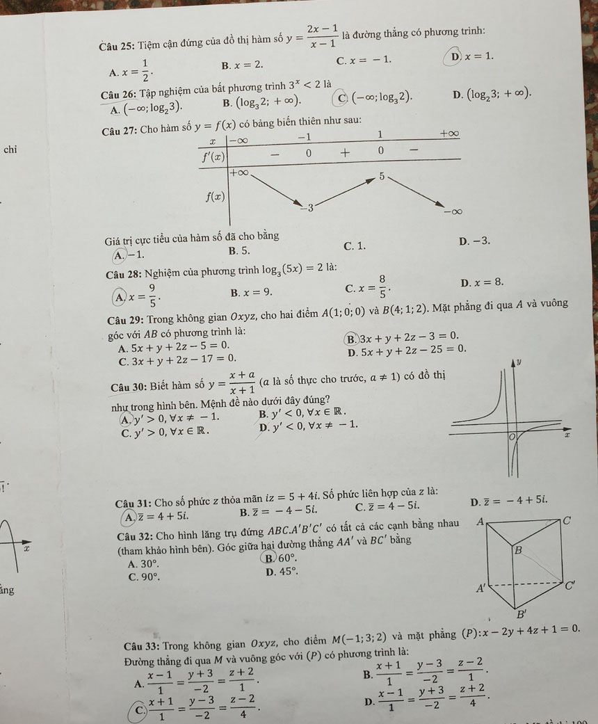Đáp án đề thi Toán THPT