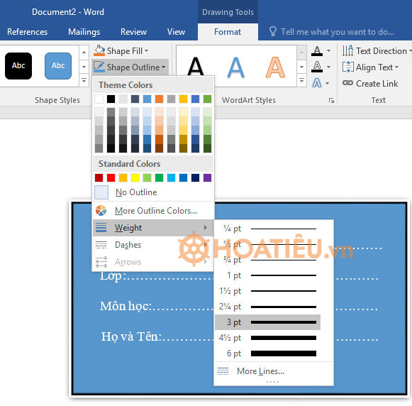 Cách làm nhãn vở đẹp trên Word