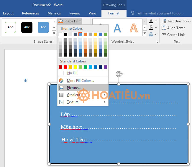 Cách làm nhãn vở đẹp trên Word