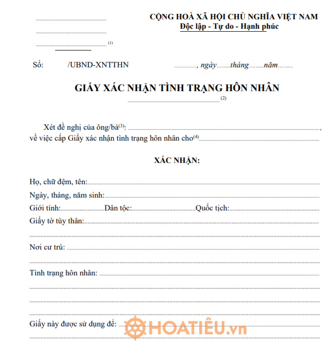 Giấy xác nhận tình trạng hôn nhân (Dành công dân cư trú ở nước ngoài)