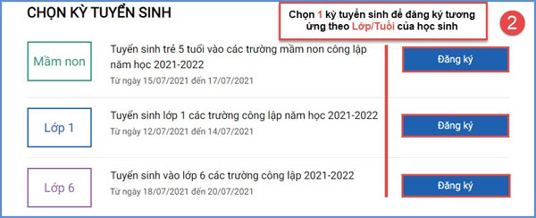 Nộp hồ sơ vào các trường mầm non công lập online