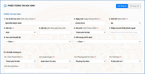 Nộp hồ sơ vào các trường mầm non công lập online