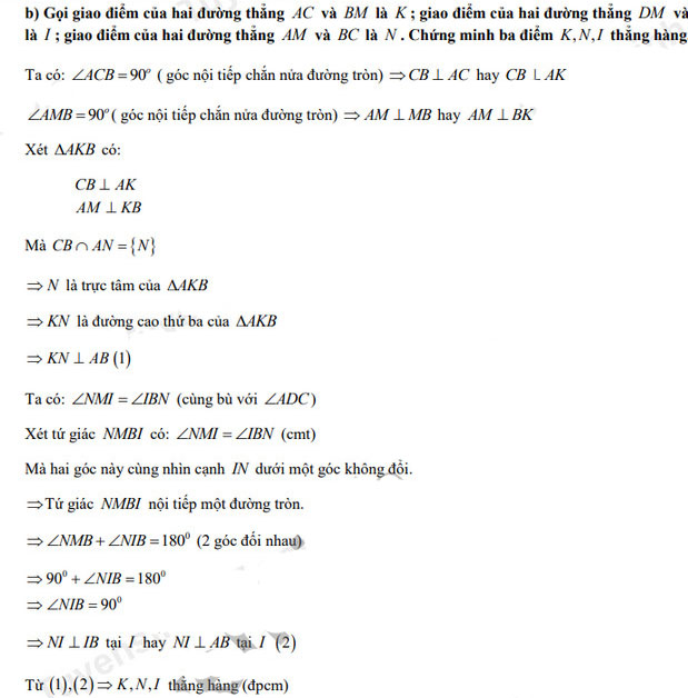 Đáp án đề thi vào lớp 10 Toán tỉnh Bắc Ninh 2021