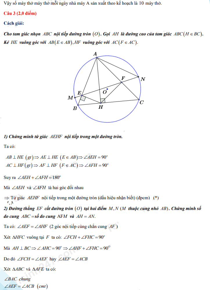  Đáp án đề thi vào lớp 10 năm 2021 môn Toán tỉnh Bắc Giang