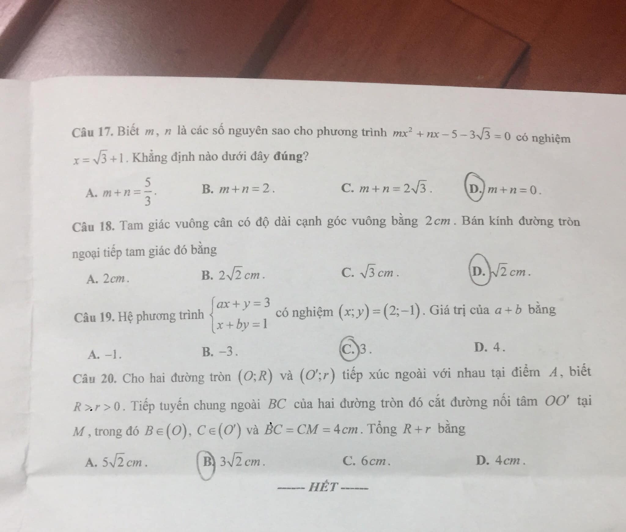 Đề thi tuyển sinh lớp 10 môn Toán 2021 Bắc Ninh