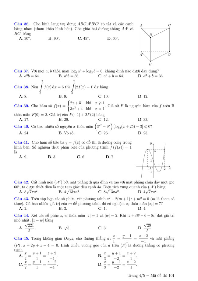  Đề thi THPT quốc gia 2021 môn Toán