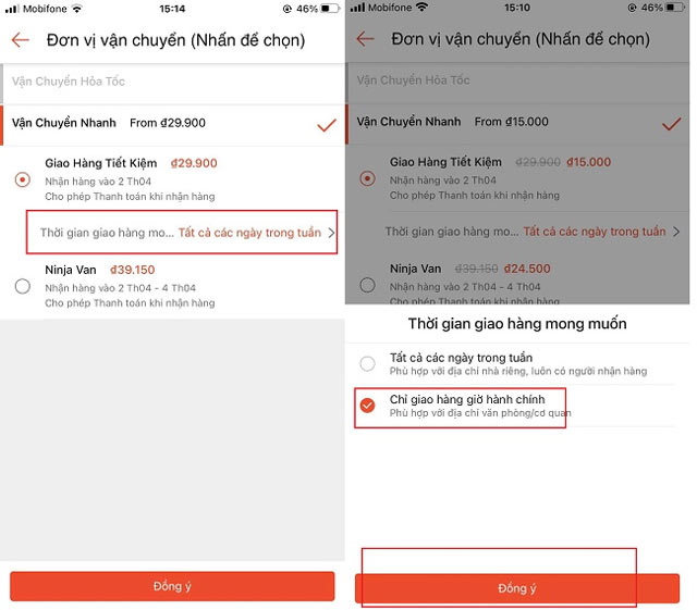 Hẹn giờ giao hàng Shopee