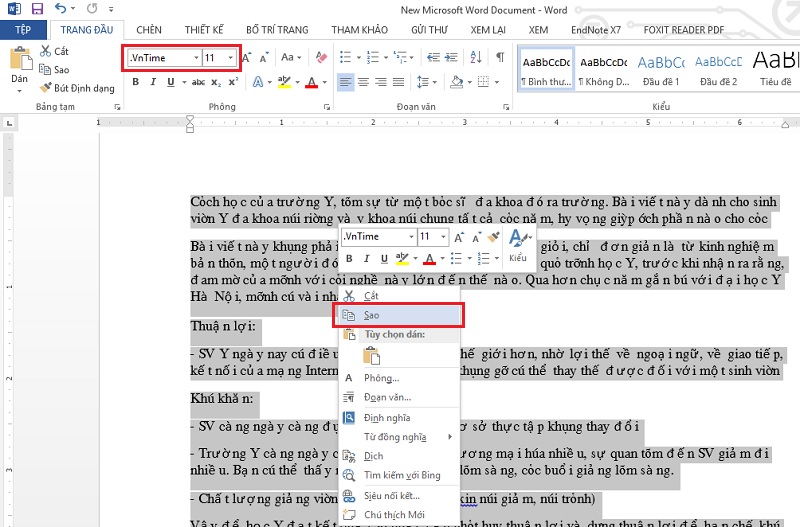 Cách chuyển font chữ VnTime sang Times New Roman