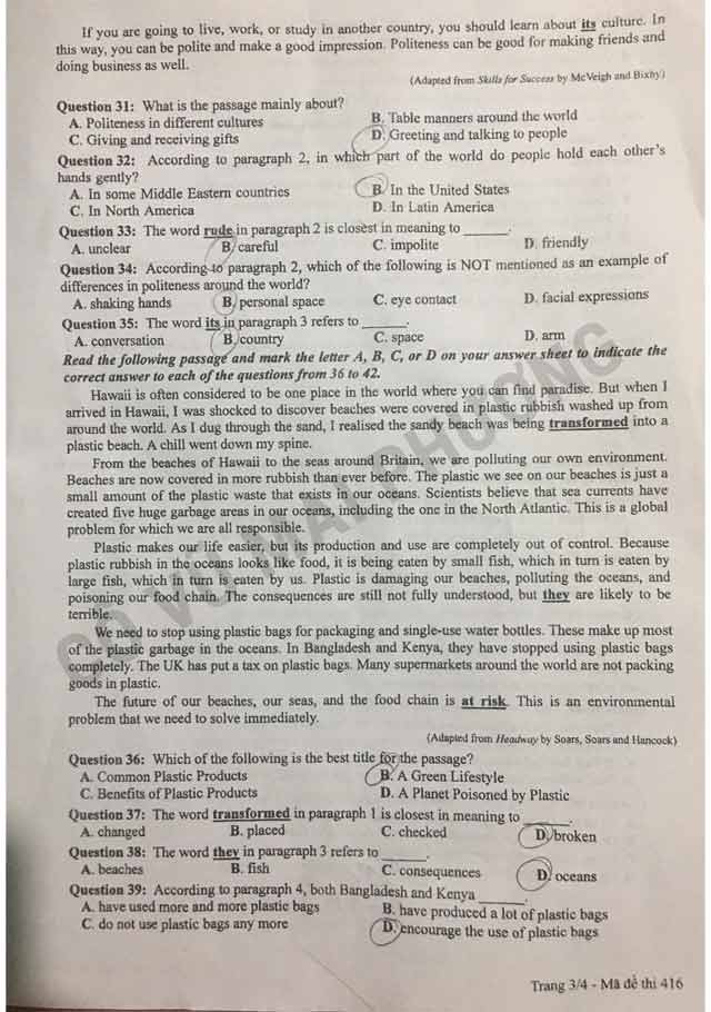 Đề thi tiếng Anh đợt 2 tốt nghiệp THPT 2021