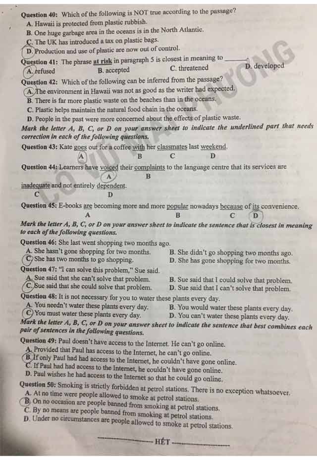 Đề thi tiếng Anh đợt 2 tốt nghiệp THPT 2021