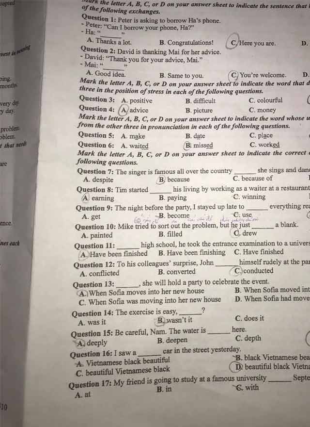Đề thi tiếng Anh đợt 2 tốt nghiệp THPT 2021 mã đề 410