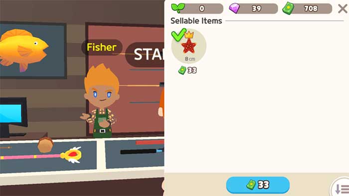 Sau khi câu cá thành công, người chơi có thể bán đi hoặc cho vào bể cá để trưng bày