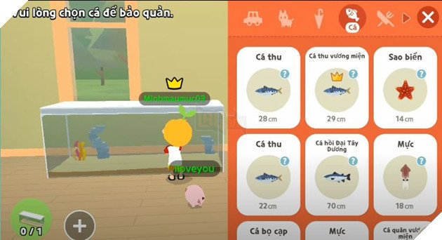 Cách đặt bể cá vào trong nhà Play Together