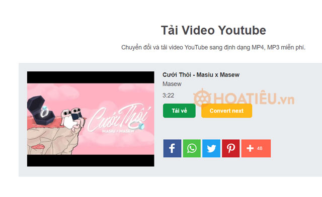 Tải MP3 từ YouTube bằng miễn phí y2mate