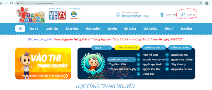 Hướng dẫn thi trạng nguyên toàn tài năm học 2021-2022