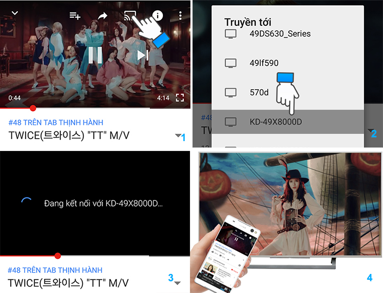 Cách phát video từ điện thoại lên tivi qua Youtube