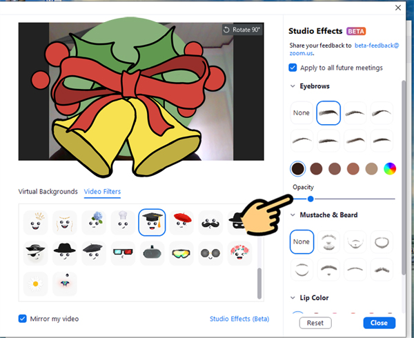 Cách sử dụng filter Zoom trên máy tính, PC