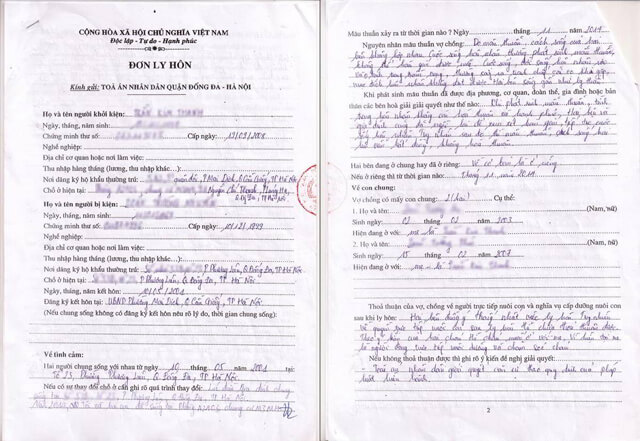 Đơn khởi kiện ly hôn viết sẵn mẫu Tòa án