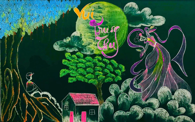 Trang trí bảng lớp Tết Trung thu