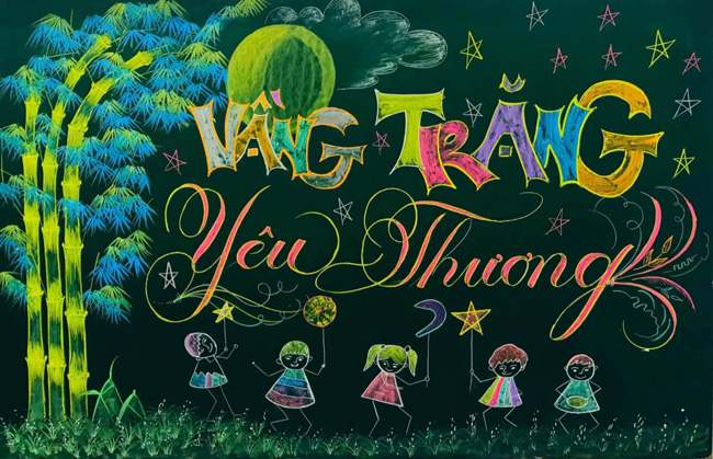 Trang trí bảng lớp Tết Trung thu