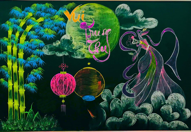 Trang trí bảng lớp Tết Trung thu