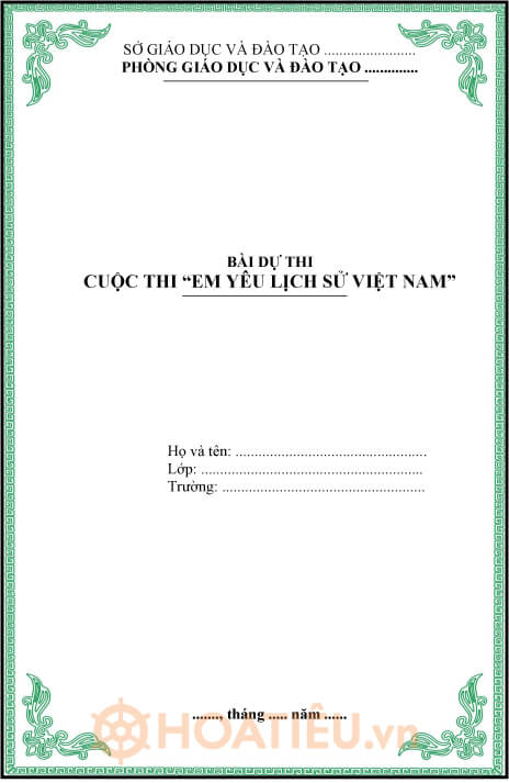 Mẫu bài dự thi Em yêu lịch sử Việt Nam