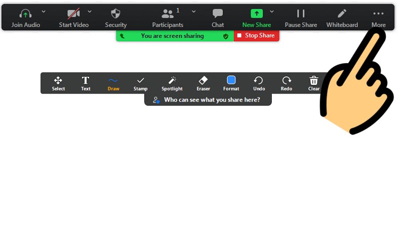 Cách khống chế viết, vẽ lên màn hình giáo viên Zoom