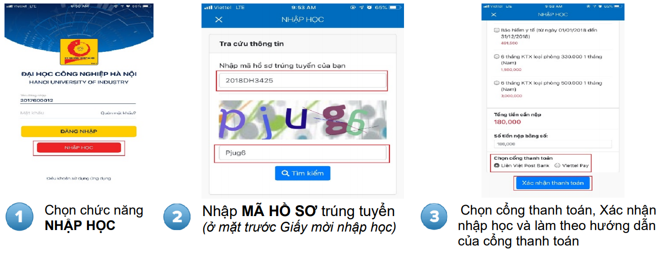 Thủ tục nhập học Đại học Công nghiệp Hà Nội 2021
