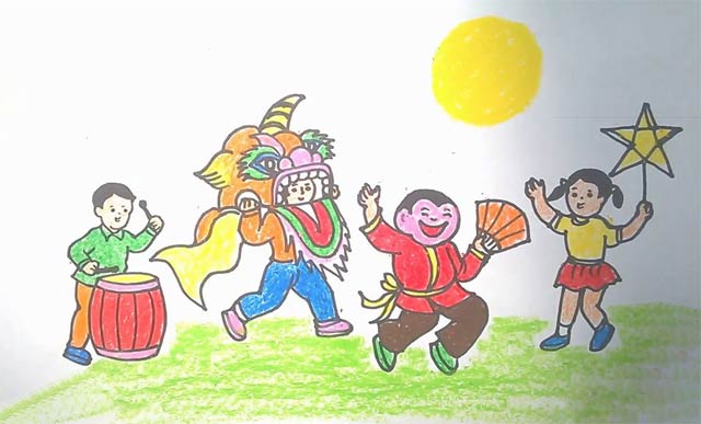 Tranh vẽ Trung Thu chị Hằng chú Cuội đẹp