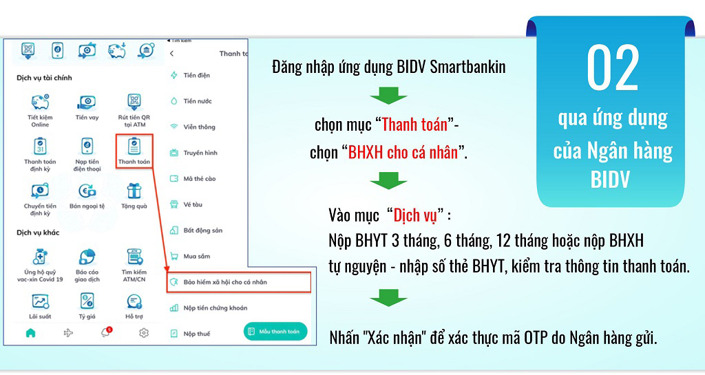 Cách nộp BHYT, BHXH trực tuyến ngân hàng BIDV