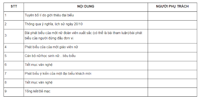 Kịch bản tổ chức ngày Phụ nữ Việt Nam 20 10