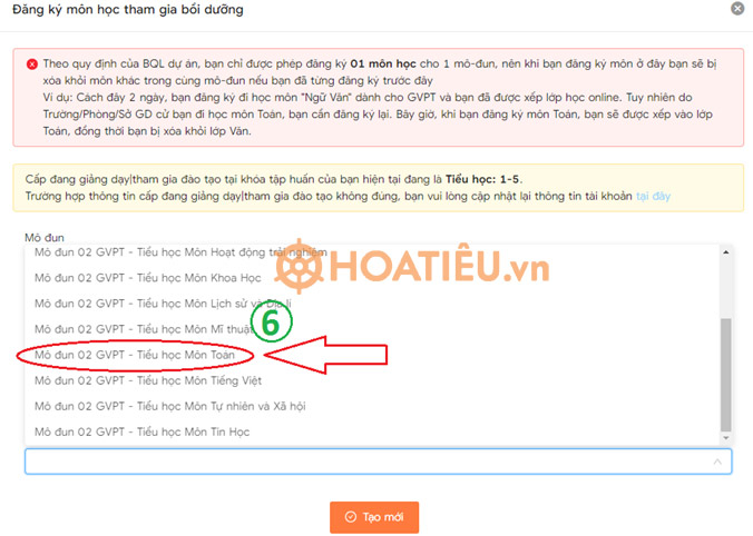 Hướng dẫn đăng ký học mô đun 4 đại trà