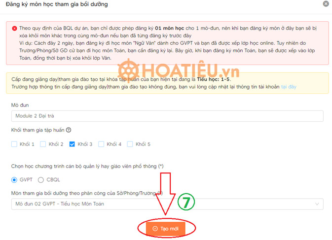 Hướng dẫn đăng ký học mô đun 4