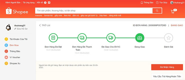 Kiểm tra đơn hàng Shopee bằng mã đơn hàng