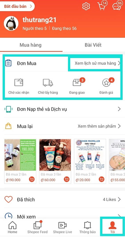 Kiểm tra đơn hàng Shopee bằng mã đơn hàng