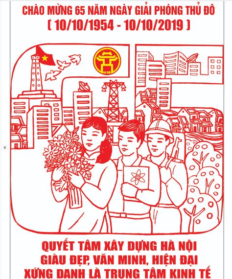 Mẫu tranh vẽ kỷ niệm 67 năm Ngày Giải phóng thủ đô 10/10
