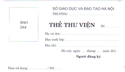 Mẫu thẻ thư viện mới