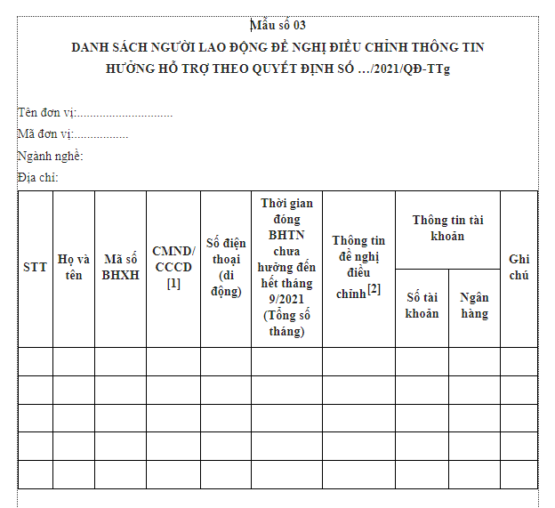 Mẫu 03 quyết định 28 2021 qđ ttg Excel