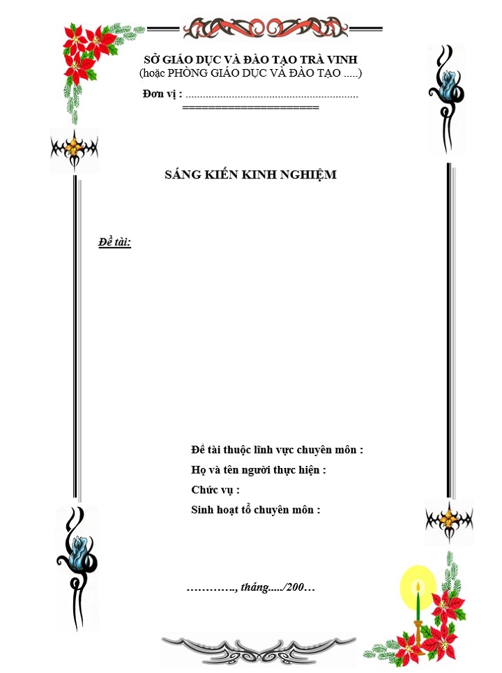 Mẫu bìa sáng kiến kinh nghiệm