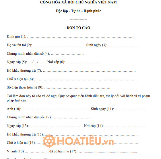 Đơn tố cáo 2021